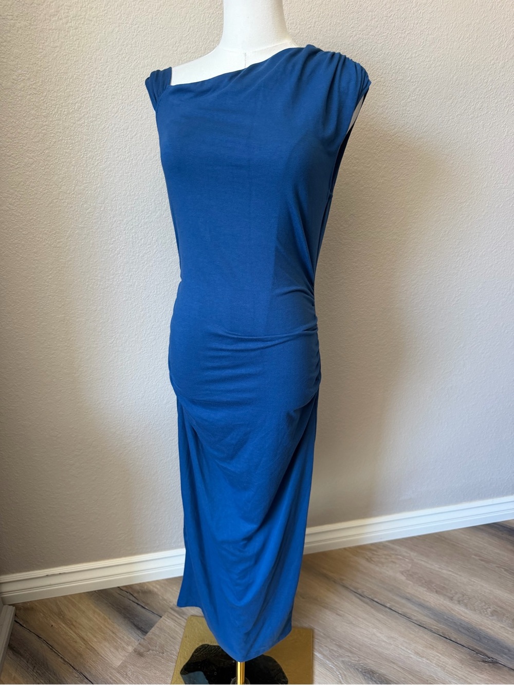 NWT Cobalt Blue Draped midi Dress, medium